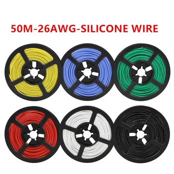 

50M/lot 164FT 26 AWG Flexible Silicone Wire RC Cable 26AWG 30/0.08TS Outer Diameter 1.5mm Electrical Wires cable DIY 10 colors