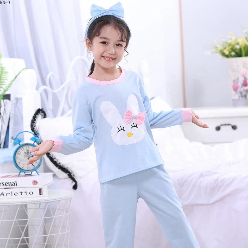 Autum Cartoon Pijamas Suit for Children Long Sleeve Girls Sleepwear Set Pink Princess Homewear Kids Long Tops+pants Pajamas Set