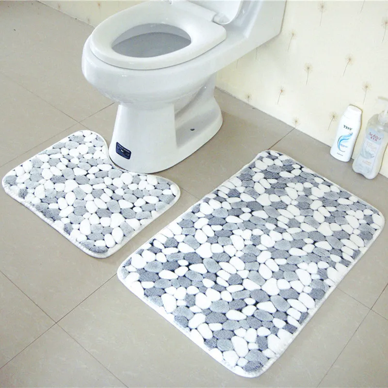 cheap beibehang High quality spot polyester thick coral velvet two piece bathroom non slip mat basin absorbent pad carpet mattress mat