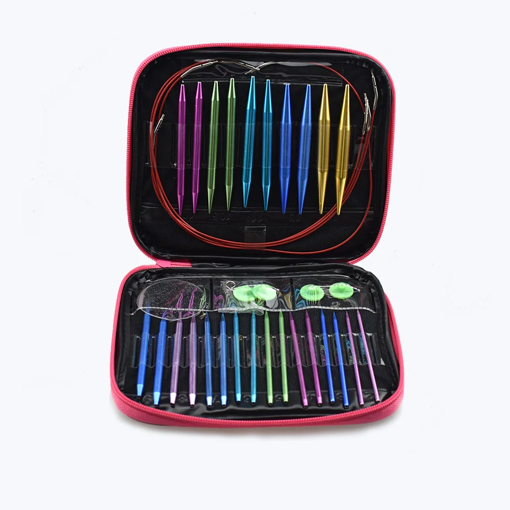 

D&D High Quality 13 pairs Detachable Woven Aluminum Change Head Circular Knitting Needle Set with Tools Accessories