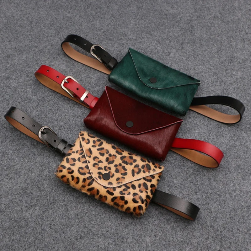 

Leopard Plaid Women Waist Bags Genuine Leather Women Belt Bags For Girls Detachable Fine Females Belt Bag Horsehair Lady Pocket