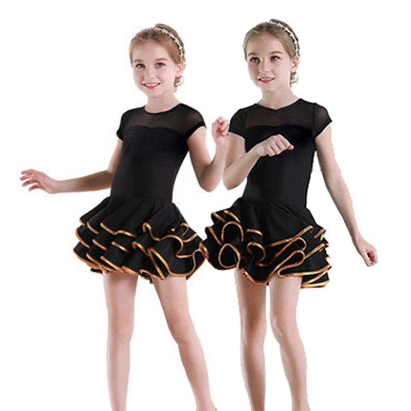 

Children's Latin Dance Dress Girl's Dance Dress Long-sleeved Girls Latin Dress Beautiful Girl's Dance Practice Clothes