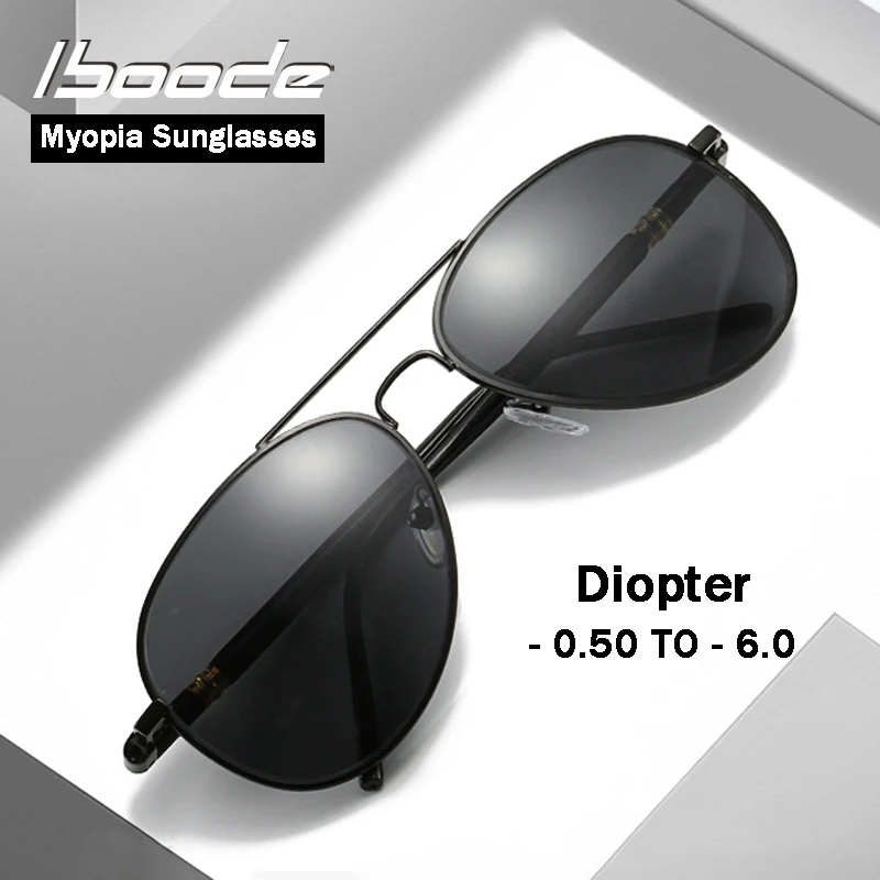 

iboode Classic Polarized Myopia Sun Glasses Goggles Men Outdoor Driving Sunglasses Women Resin Lens Shades Diopters -0.5 to -6.0