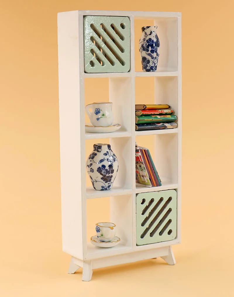 

G05-X5180 children gift Toy 1:12 Dollhouse mini ob11 Miniature rement wooden 8 grid shelf bookcase drawer 1pcs