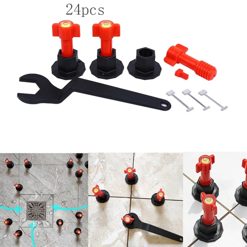 

24pcs Tile Alignment Tile Leveling System Clip Adjustable Locator Spacers Plier Level Wedges Replaceable Steel Needle Hand Tools