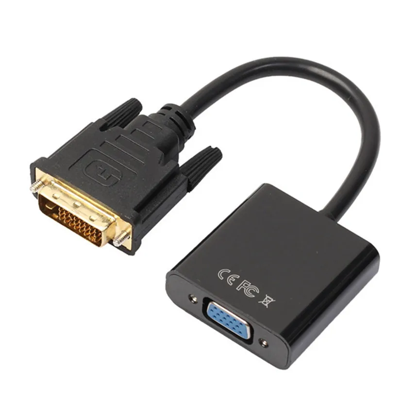 

2019 DVI-D 24+1 Pin Male To VGA 15Pin Female Active Converter Adapter Cable For PC Computer DVI Video Card Black