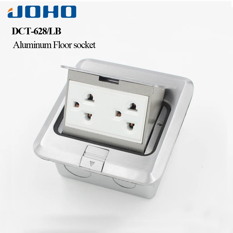 

JOHO Aluminum Alloy Socket Pop Up 6 Hole Floor Socket Box with Double Thailand Universal Electrical Outlets 15A 250V Socket