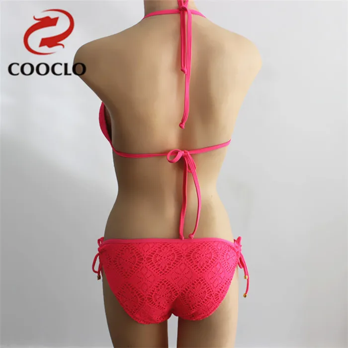 Online COOCLO Sexy Spitze Micro Bikini 2019 Push up Bademode Frauen Strap Solide Biquini Vintage Badeanzug Bikini Set Badeanzug Bademode