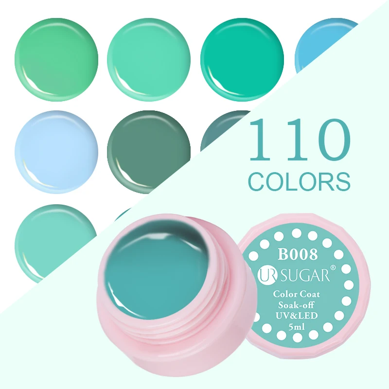 

UR SUGAR 5ml UV Gel Polish Soak Off Green Series Long Lasting UV LED Nail Art Gel Polish Color Coat Varnish Paint Color Gel
