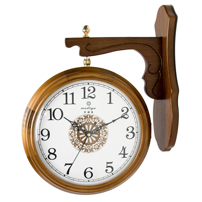 

Clock double faced clock chinese style wood Large wall clock modern brief vintage two sides clock