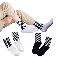 Новые модные популярные Японский Корейский стиль черные белые Харадзюку носки в клетку женские классические хип-хоп уличные женские носки Харадзюку