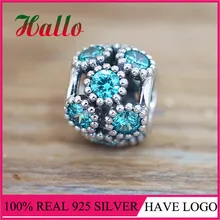 Подлинный 925 пробы Серебристые шипы, Teal CZ Шарм для браслета бренд Подвески Браслеты и ожерелья