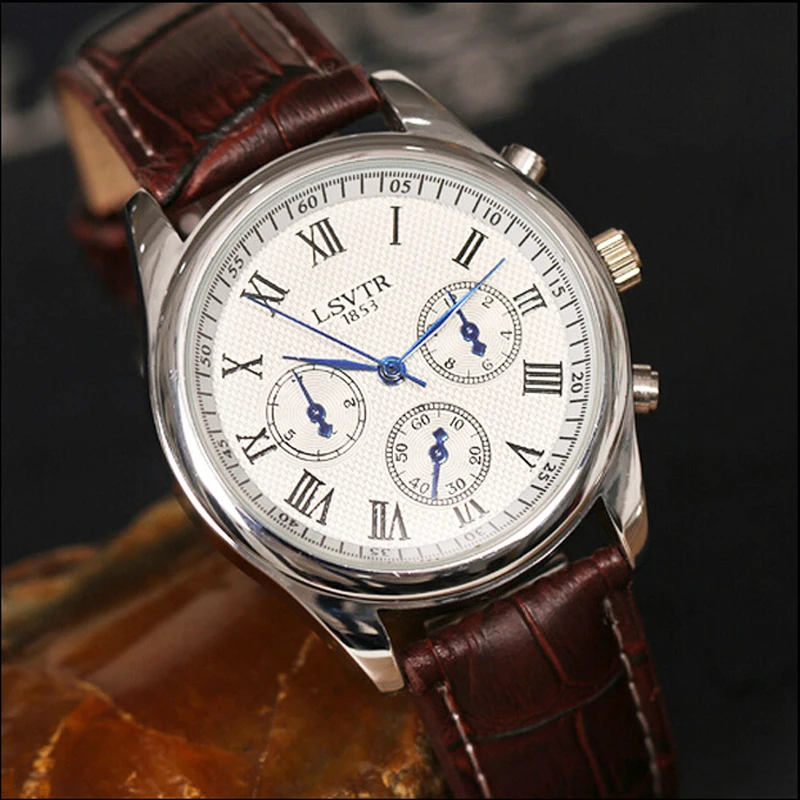 Luxury Brand Mens Watches Fashion High Quality Leather Business Quartz