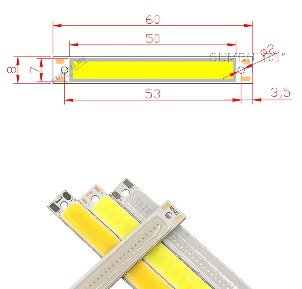 608mm 2V 3V COB LED Light Bulb 60mm Strip Red Bule Warm Cool White 1W 3W 3.7V LED Lighting Source for DIY Work Lamps (1)