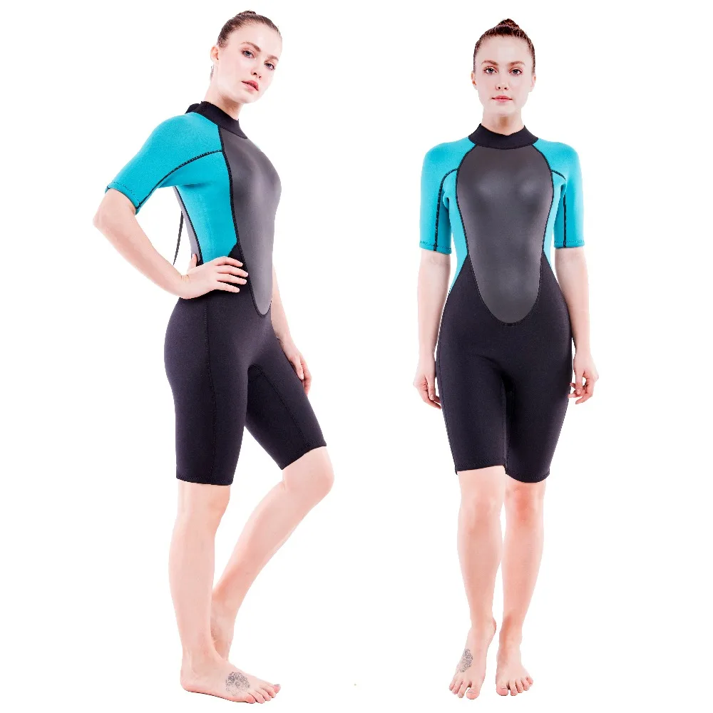 

Realon Women Short Sleeves Wetsuit 3mm CR Neoprene Shorty Diving Suit for Swimming Surfing Snorkeling Jumpsuit