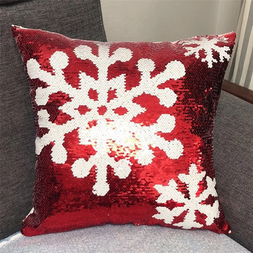 Новый блестящий чехол для подушки Merry Christmas Decoration 40х40см 1 шт. двусторонний
