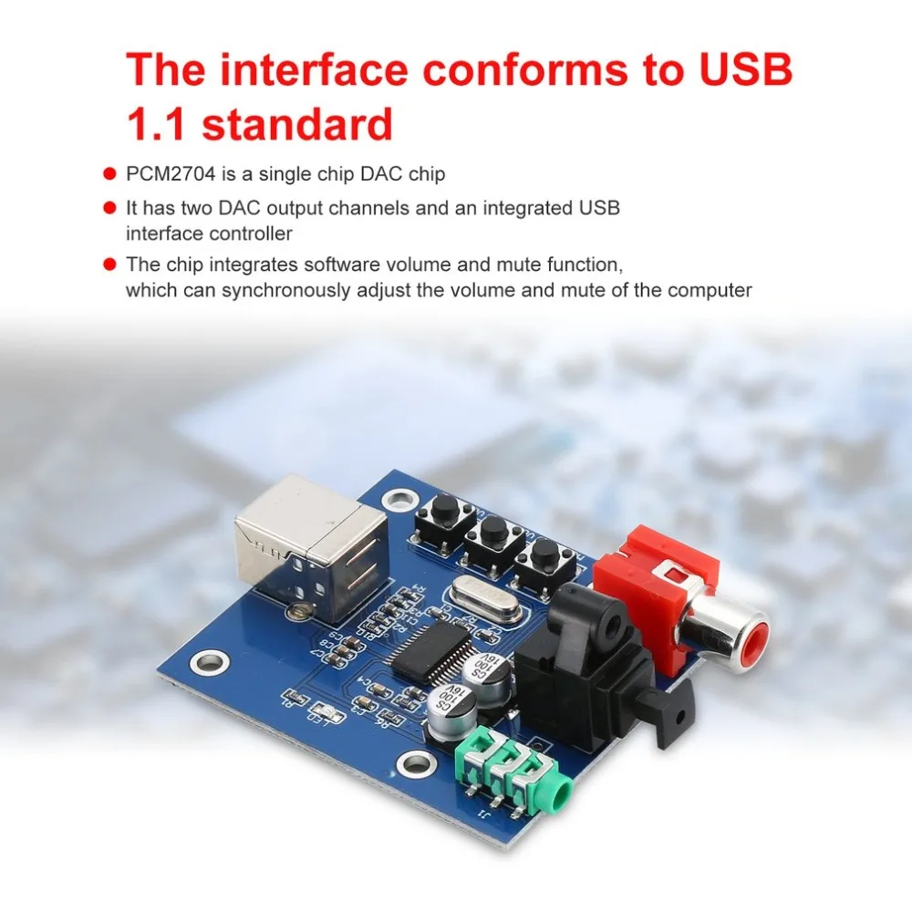 PCM2704 Audio DAC USB to S/PDIF Sound Card HIFI DAC Decoder Board 3.5mm Analog Coaxial Optical 16bit 32KHz/44.1KHz/48KHz A8-10