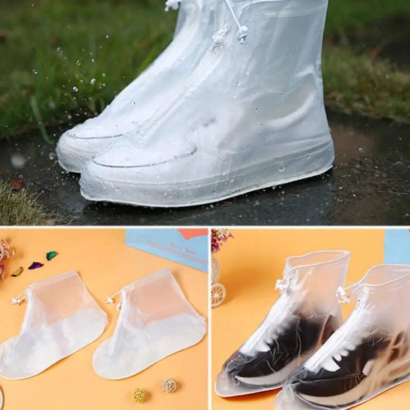 

1Pair PVC Rain Waterproof Boots Cover Heels Boots Reusable Shoes Covers Thicker Non-slip Platform Rain Boots Unisex