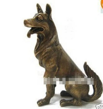 

WBY---518+++Chinese bronze Nice German Shepherd Dog Statue 6.5"H