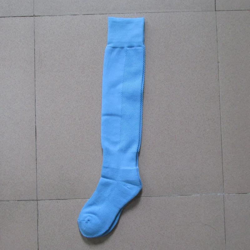 

1 pair men adult socks Sports athletics football soccer Running Cycling Over knee Solid color Sky blue B6521