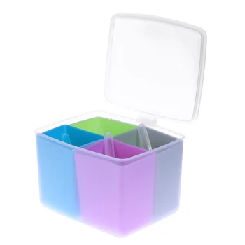 

Kitchen Square 4-Compartment Clear Seasoning Box Spice Condiment Containers Plastic Colorful Pots Cruet for Storage Kitchen