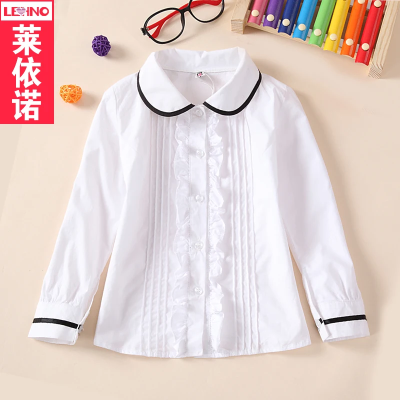 

Spring&Autumn 100% Cotton Shirt Primary Students Boys and Girls School Uniform Kindergarten Children White Shirt