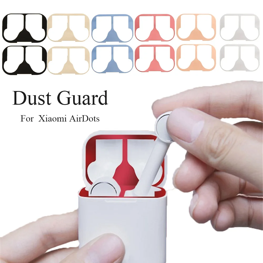 

1pc Ultra Thin Skin Shell Protective Cover Metal Film Sticker Iron Shavings Dust Guard For Xiaomi AirDots Dust-proof Protector