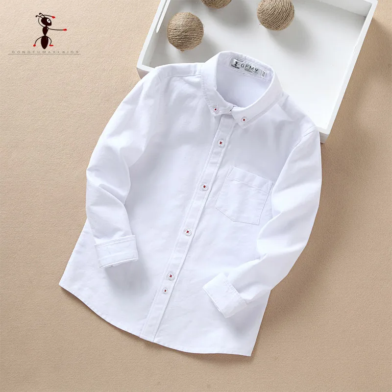 GFMY/Новое поступление года; Детские рубашки с длинными рукавами и отложным воротником высокого качества; блузки для детей; однотонная одежда; 201701 - Цвет: white