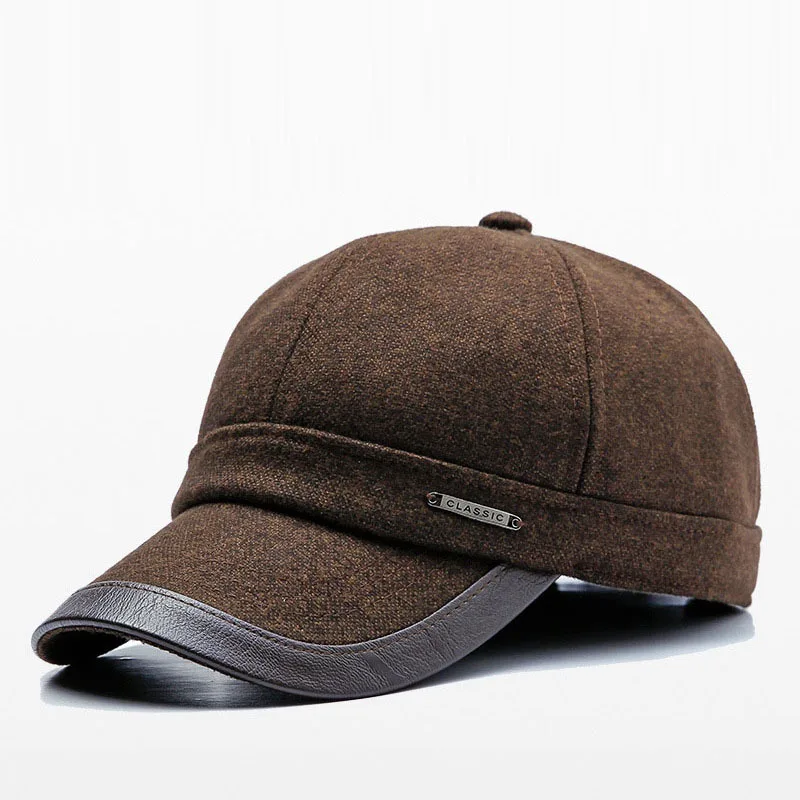 Winter New Men's Baseball Cap Middle aged Earmuffs Warm Dad Cap Outdoor