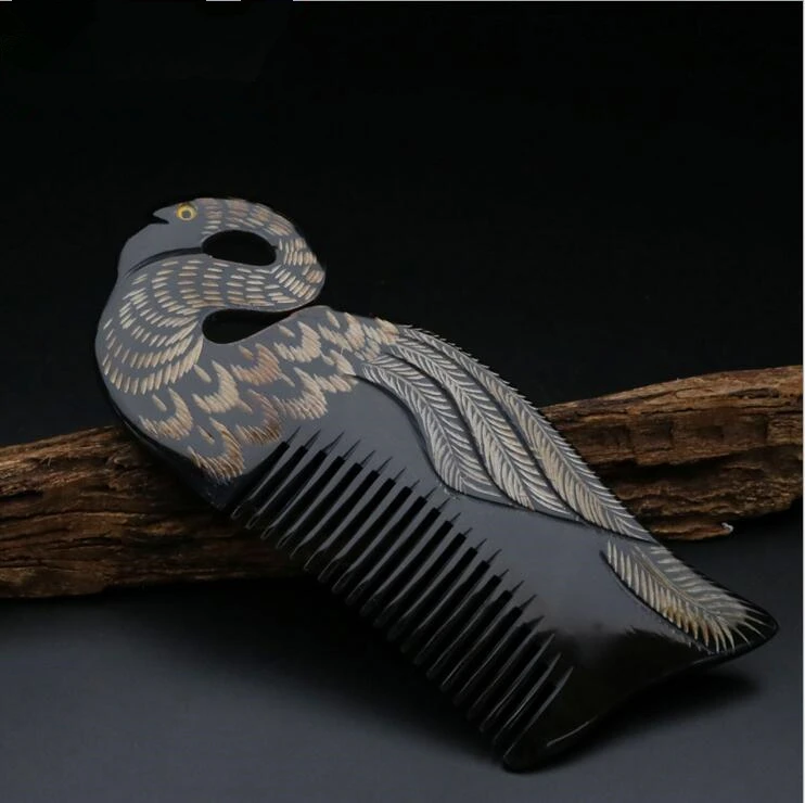 hIgh quality 15.5cm Natural black Yak Horn peacock...