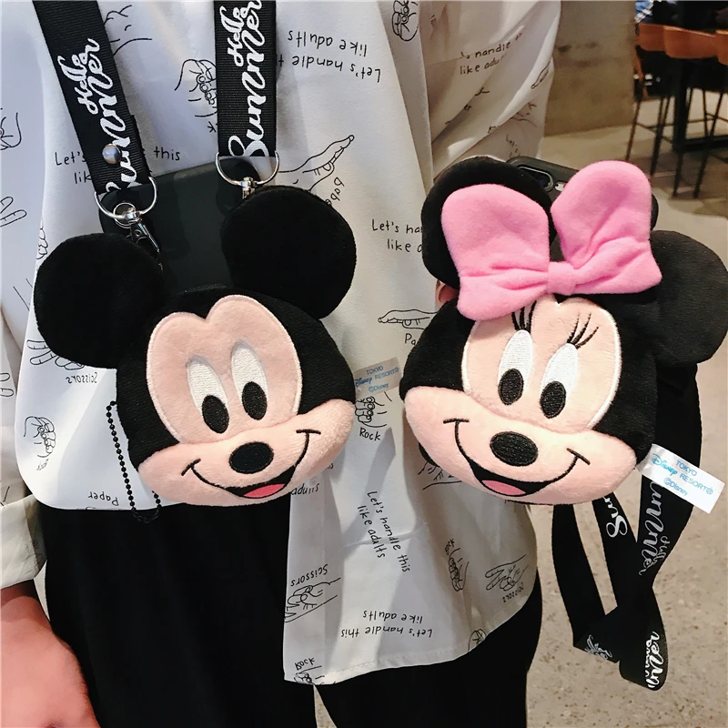 

For Iphone 6 7 8 S Plus X XR XS XSMAX Protective TPU Silicone Cover With Lanyard Super Lovely Mickey Minnie Cartoon Phone Case