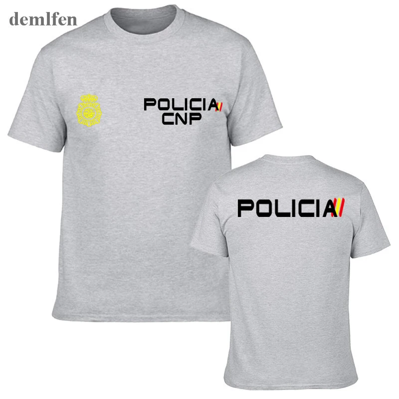 Espana Policia испанская национальная полиция Espana Policia Anti Riot Swat Geo Goes Special Forces Мужская футболка футболки для фитнеса уличная одежда - Цвет: gray