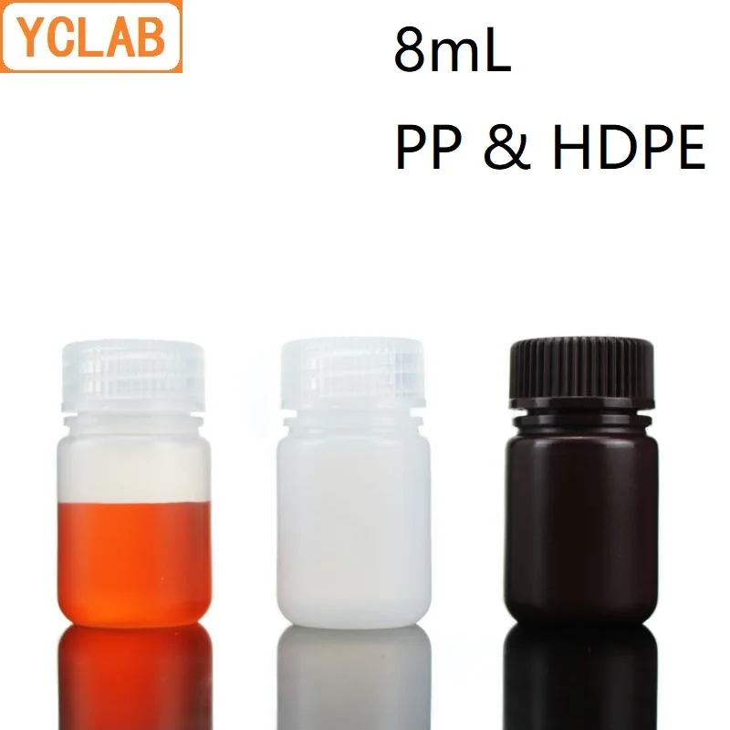 

YCLAB 8mL Reagent Bottle PP & HDPE Plastic Low-High Temperature Acid-Base Resistance Milky White Translucent Brown Labware