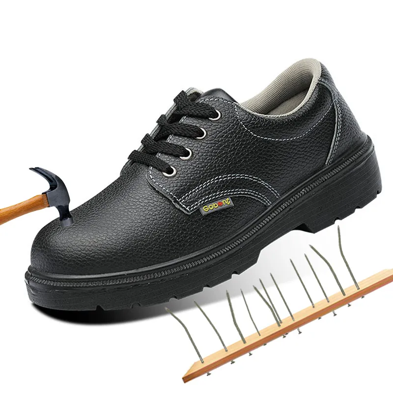 Противоскользящая защитная обувь дышащие яловые рабочие туфли черные Нескользящие ботинки со стальным носком на мягкой подошве