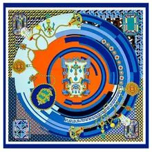 POBING шелковый шарф для женщин Испания Большие шали РЕТРО ПРИНТ палантины квадратная бандана роскошный платок шарф женский платок 130 см