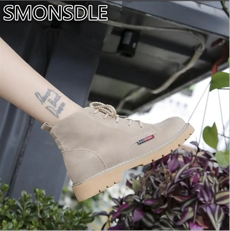 

SMONSDLE 2018 winter new European and American Hong Kong flavor retro British wind high to help wild Martin boots women A8