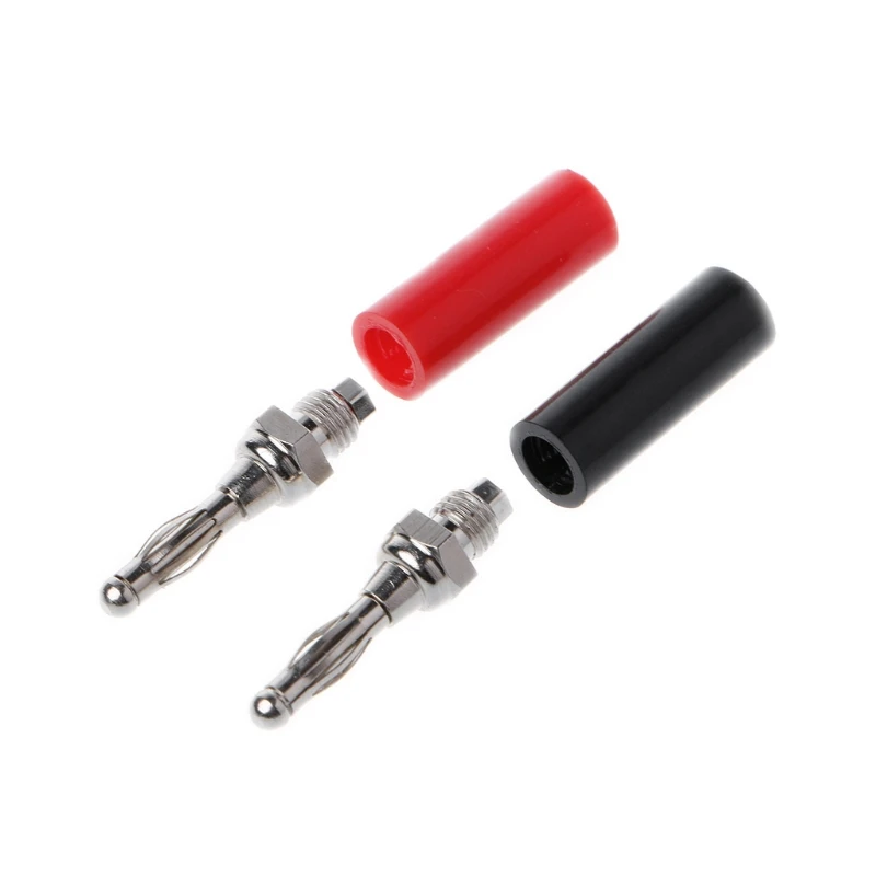 

OOTDTY 2 Pcs 4mm Adapter Wire Cable Audio Speaker Banana Plug Connectors Black & Red