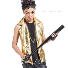 Мужская одежда большего размера DJ расшитая блестками куртка мужская жилетка/s-xl