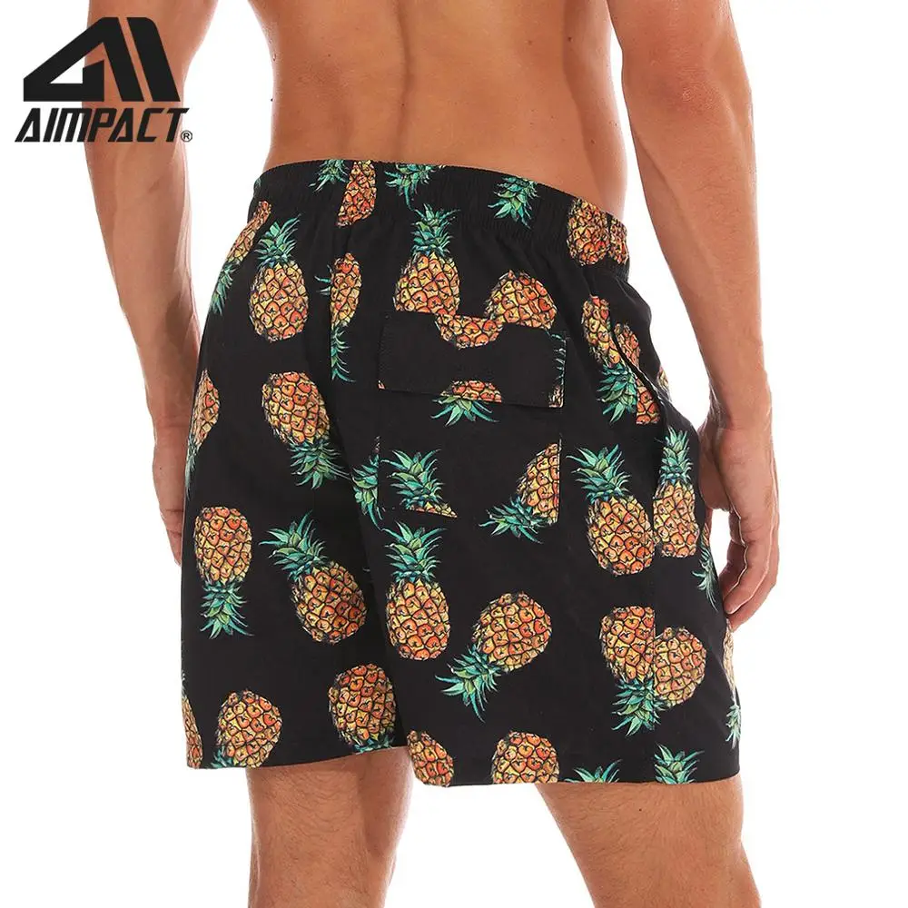 Pineapples Mens Beach Shorts Quick Dry Surfing Trunks with 3 Pockets