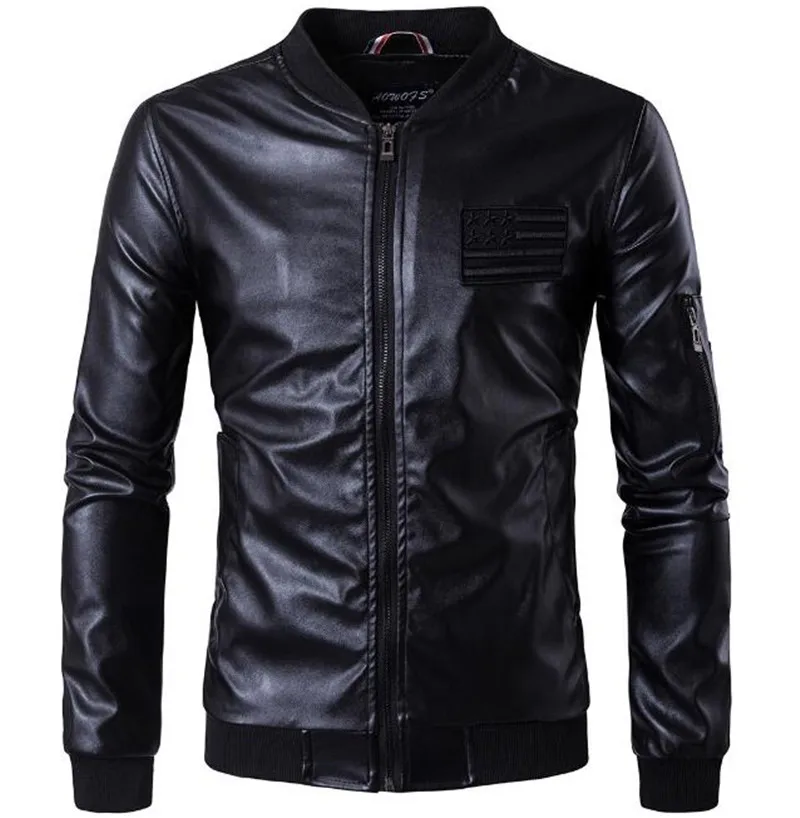 

New Motorcycle Jacket Men Retro PU Leather Jacket Punk Windproof Coat Faux Leather Moto Jacket Motorbike Clothes