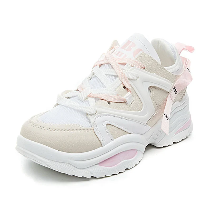 Bomlight Girl Pink Chunky Sneakers Women Platform Shoes Height Increasing Casual Shoes Woman Female Coloful Baskets Dropshipping - Цвет: Pink