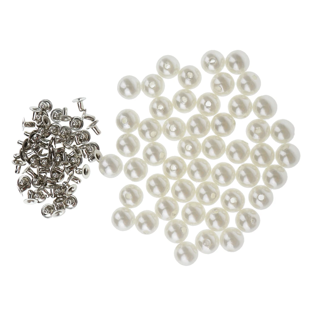 100 Sets Screw Plastic Pearl Stud Leathercraft Rivets For DIY Dress Jeans Clothing Decor 6mm 10mm