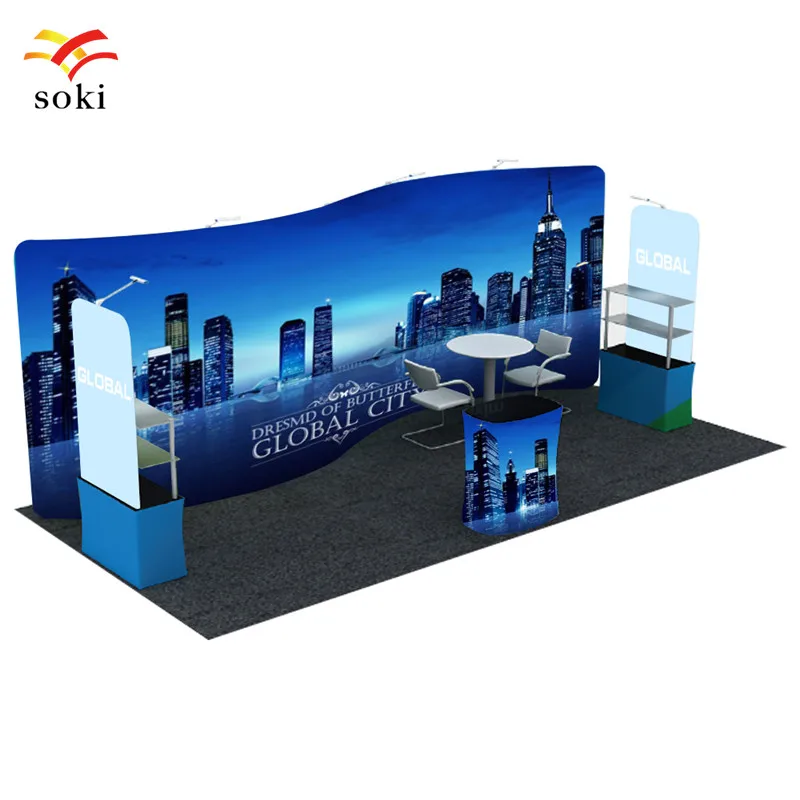 20ft*7.5ft High Quality S shapeTension Fabric Display Booth Backwall