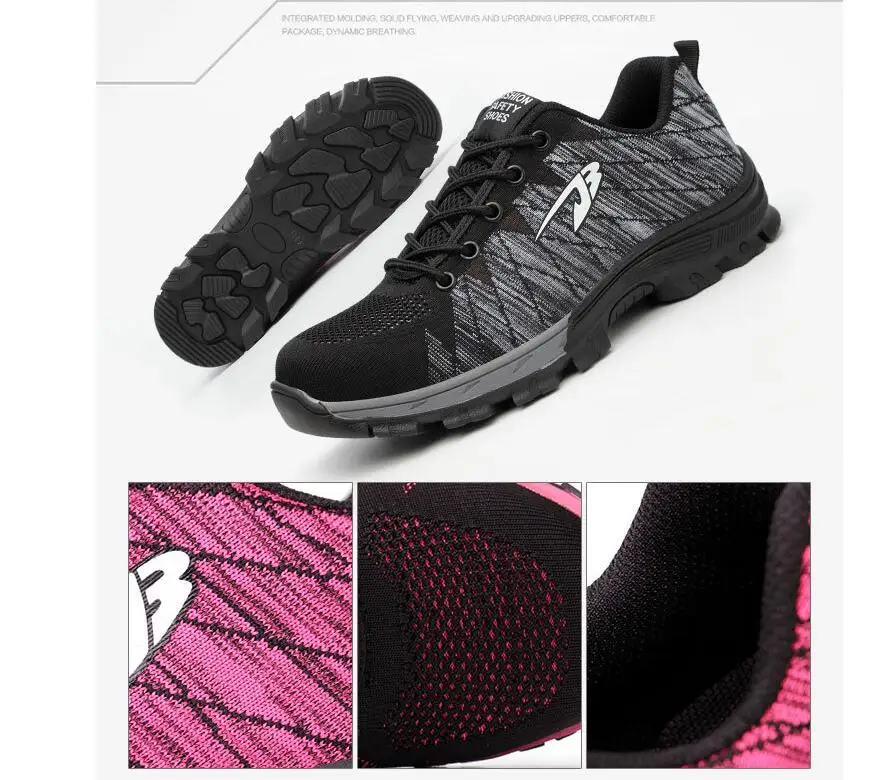 للجنسين الرجال كبيرة الحجم 46 أحذية السلامة الصلب اصبع والوحيد-ثقب تنفس خفيفة الأحذية سلامة العمل الأحذية