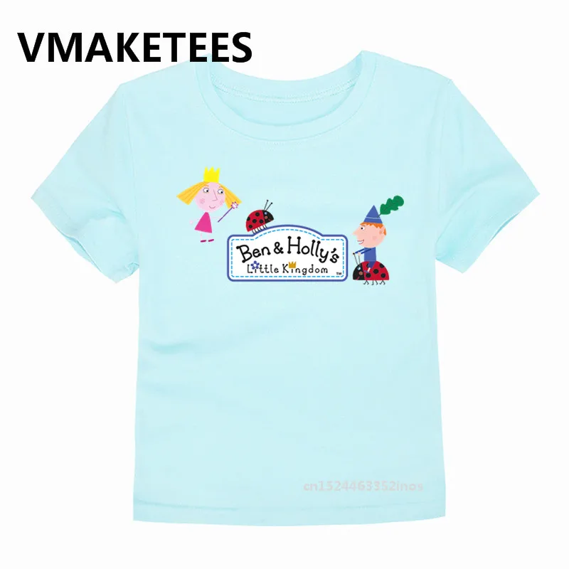 Children Cartoon Ben And Holly Kingdom Boys T shirt and Summer Short Sleeve Tops Casual Kids T-shirt,HKP5038D - Цвет: Modal Blue