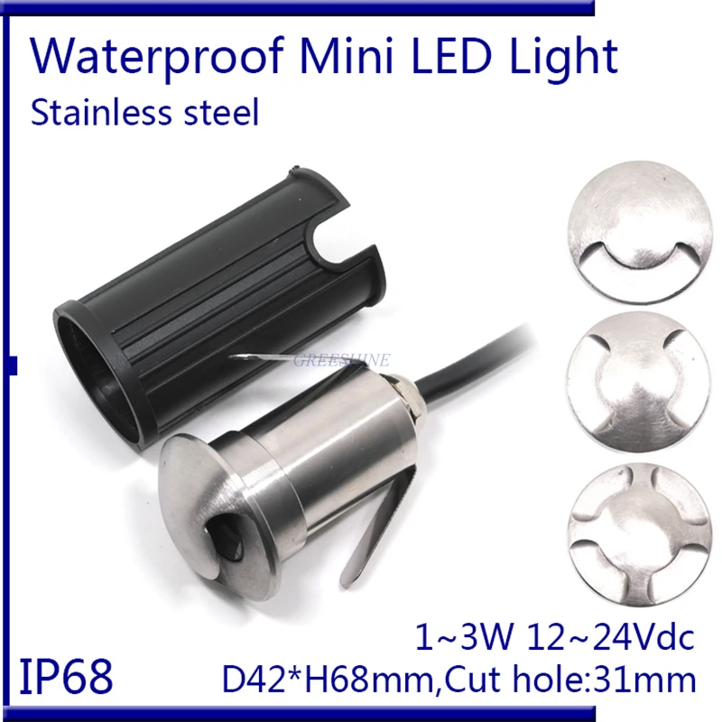 

D42xH68mm 3W IP67 Outdoor Driveway Inground LED Deck Light 1/2/4 side view Underground Lamp 12V 24V Sidewalk Lighting 3pcs/lot