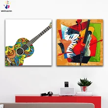 DIY цветные картинки по номерам с цветами Скрипка Гитара Картина Рисунок Живопись по номерам Обрамленный дом