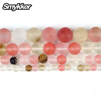 

New Matte Frosted Watermelon Red Stone Beads Dull Polish Onyx Agates Round Crystal Beads Accessories For Jewelry Bracelet Making