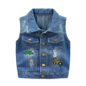 

2 3 4 5 6 Years Toddler Kids Vest Fashion Cotton Jackets for Girls Baby Boy Vest Spring Autumn Ripped Denim Children Jacket New