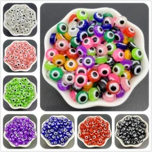 Miçangas espaçadoras de resina 50 peças, espaçador de contas oval mal olho tira miçangas para fabricação de jóias diy pulseira e colar presentes para mulheres